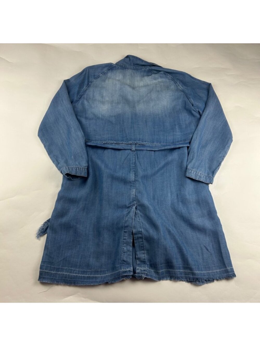 Cloth & Stone Blue Denim Tencel Belted Midi Summer Trench Coat M - Picture 8 of 9